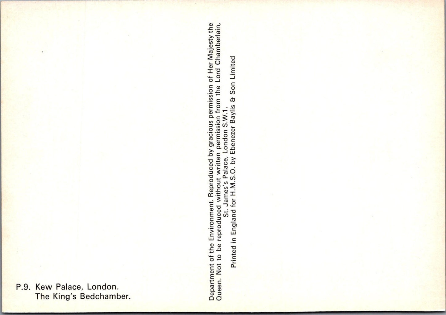 London Postcard: Kew Palace London The Kings Bedchamber Interior XT4512