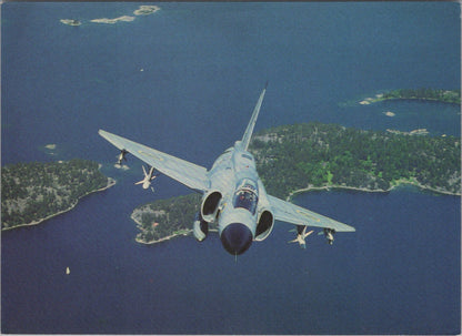 Military Postcard: Swedish Air Force Saab JA 37 Viggen Aeroprint 1970s XT5156