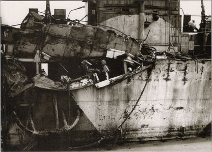 Military Postcard: D-Day Campaign Damaged Landing Craft Normandy Battle RR23741