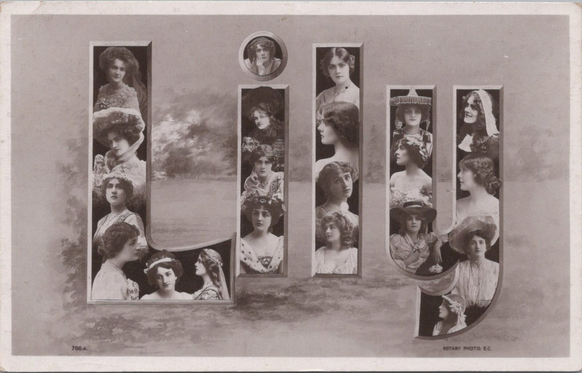 Novelty Postcard:Actresses Letter Name Lily Portrait Multi View 1905 RPPC XT5600