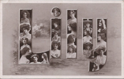 Novelty Postcard:Actresses Letter Name Lily Portrait Multi View 1905 RPPC XT5600