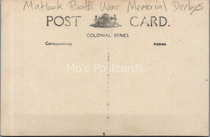 Derbyshire Postcard: Matlock Bath War Memorial 1920's, RPPC XT3653
