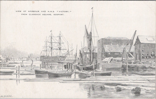 Hampshire Postcard: Gosport Harbour HMS Victory Clarence Square Art XT3508
