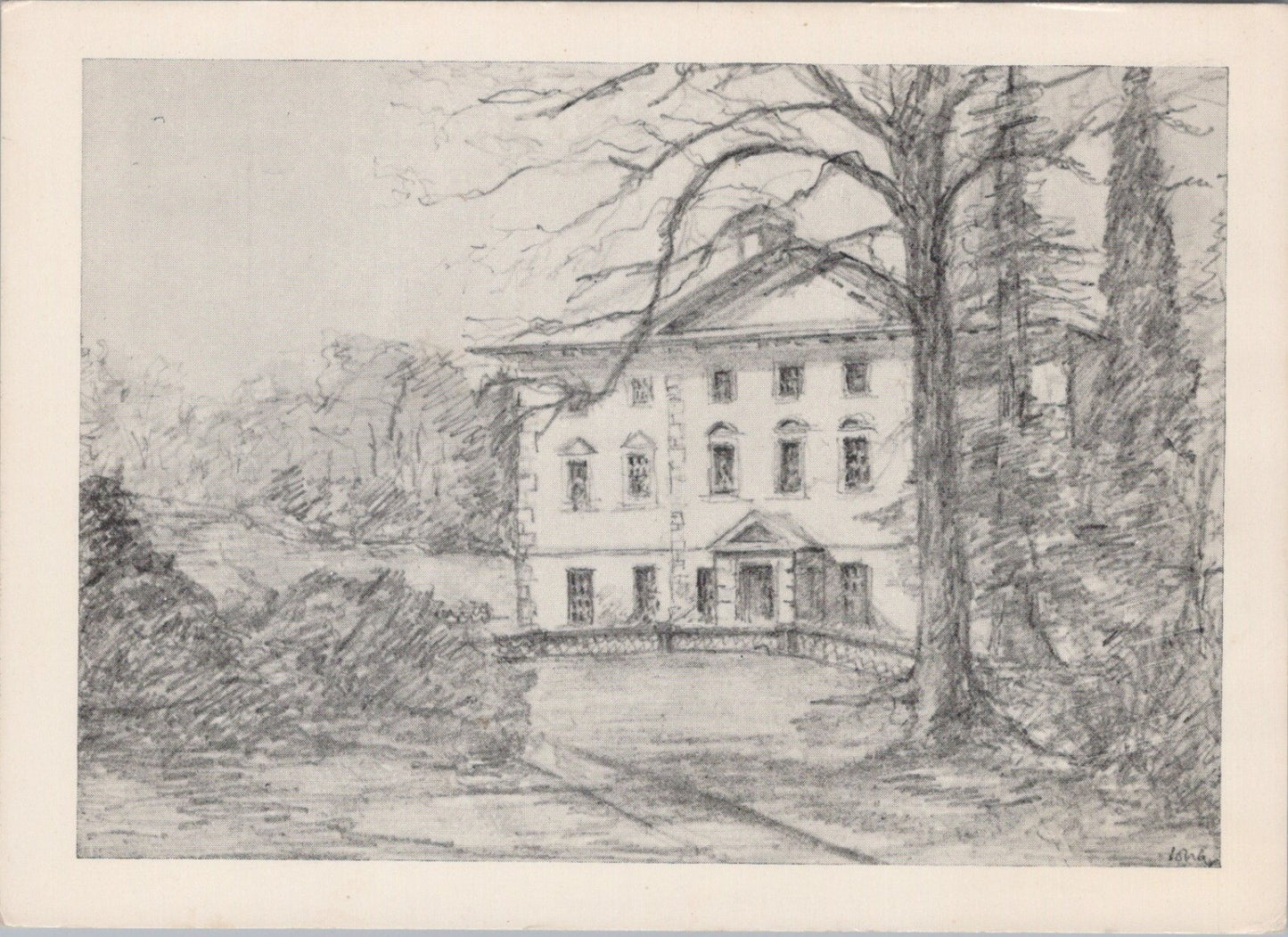 Cornwall Postcard: Pencarrow Washaway Bodmin House Pencil Sketch 1970’s XT4083