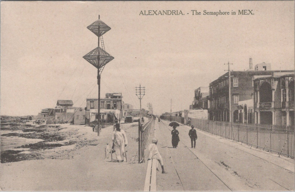 Egypt Postcard: Alexandria The Semaphore In Mex Coast Street Scene  XT5510