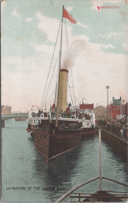 Norfolk Postcard: Yarmouth Departure Of The London Boat Steamer  XT5544
