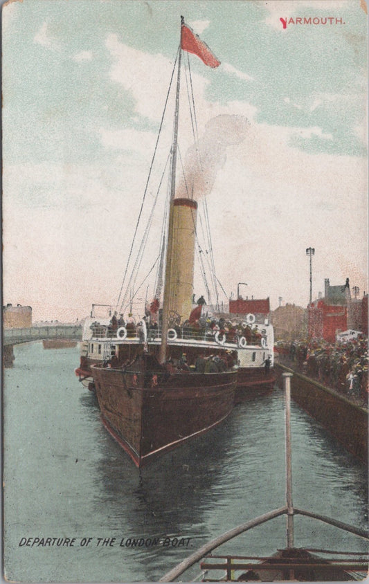 Norfolk Postcard: Yarmouth Departure Of The London Boat Steamer  XT5544