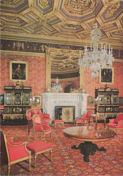 Northumberland Postcard: Alnwick Castle The Red Drawing Room Interior XT4464