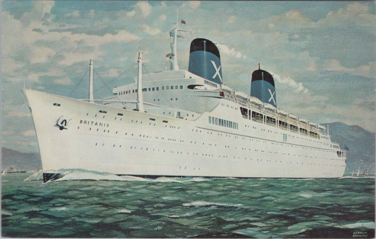 Shipping Postcard:RHMS Britanis Chandris Lines Ocean Liner Derrick SmoothyXT5538