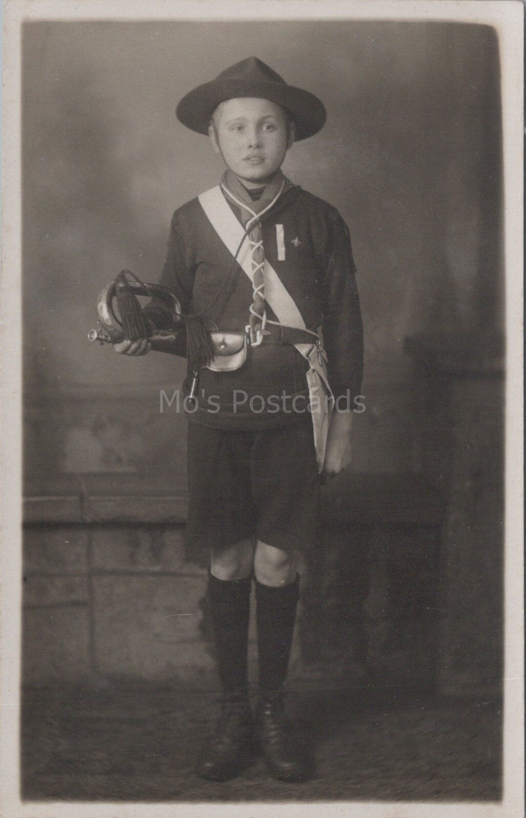 Boy Scouts Postcard: Boy Scout Bugler Studio Uniform Portrait RPPC XT3549