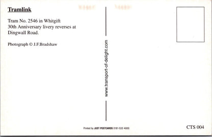 Croydon Postcard: Tramlink Whitgift 30th Anniversary Dingwall Road Tram XT5136