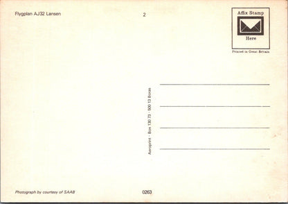Military Postcard: Swedish Air Force Saab AJ32 Lansen Aeroprint 1970s XT5153