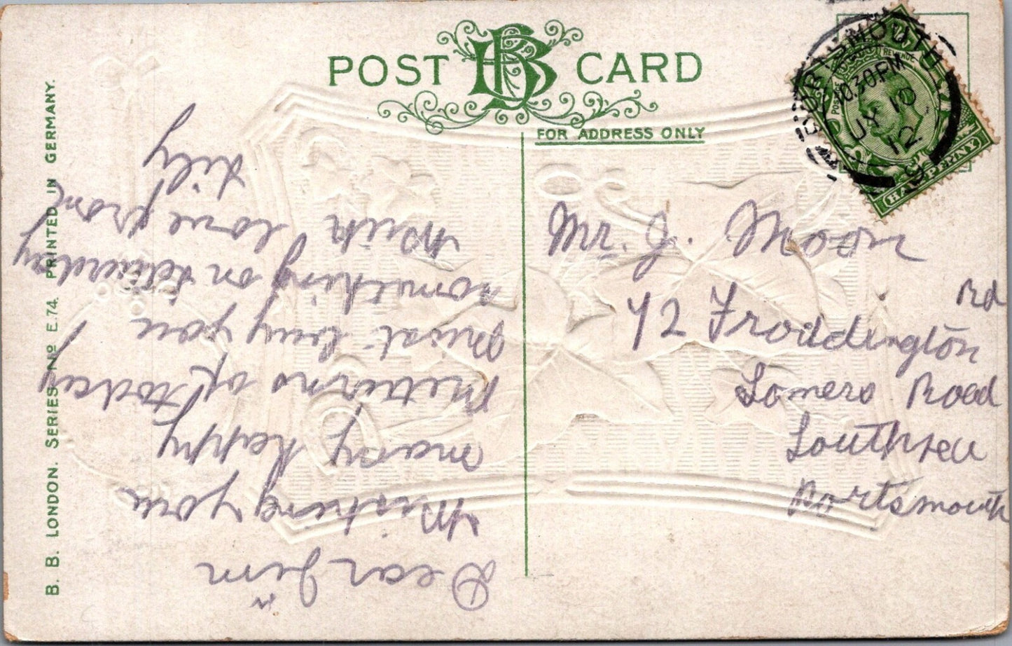 Greetings Postcard: From Horndean Ivy Leaves Lucky Horseshoe Greet You 1910's XT3510