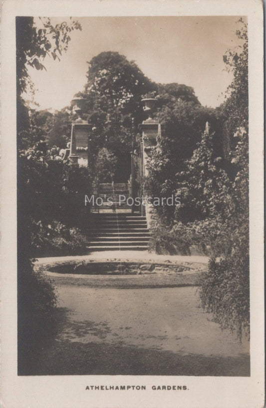 Dorset Postcard: Athelhampton Gardens Fountain Steps Stone Gate Piers XT3686