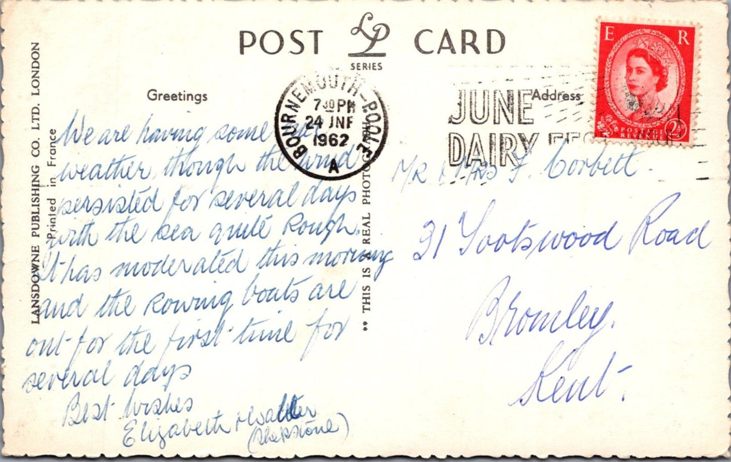 Dorset Postcard: Bournemouth Rockery Pavilion Garden Botanical 1962 RPPC XT3473