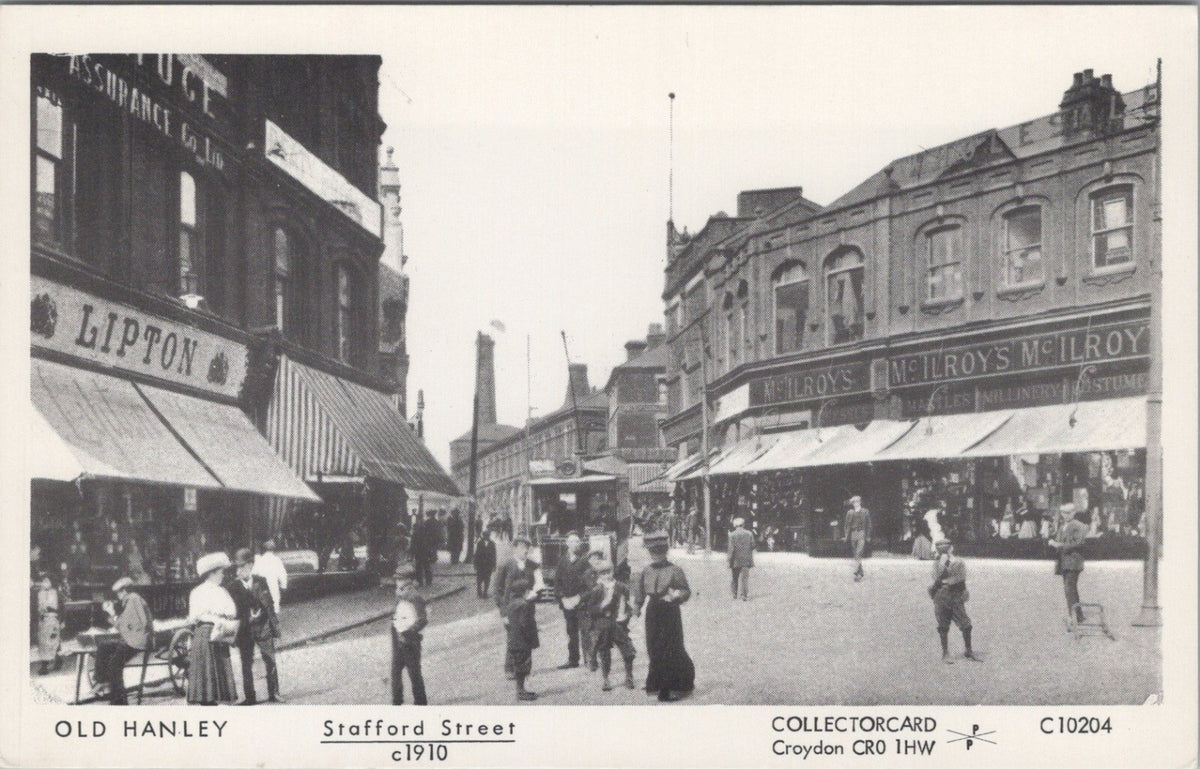 Staffordshire Postcard: Hanley Stafford Street, Lipton McIlroy Shops XT3495