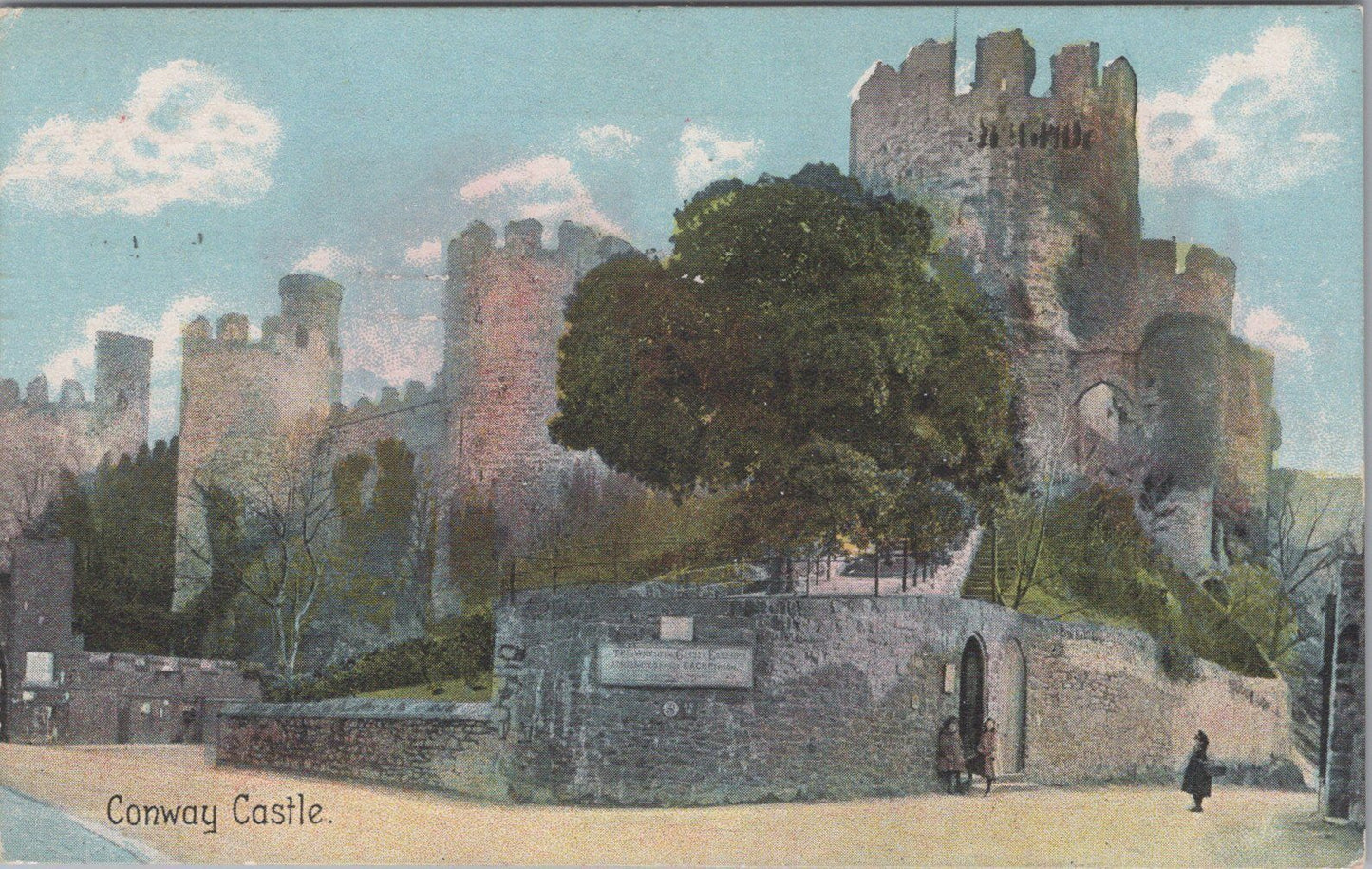 Caernarvonshire Postcard: Conwy Castle Entrance, Towers, Walls, 1910 XT3575