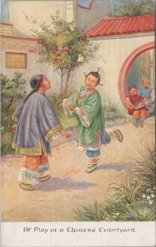 Children Postcard: At Play In A Chinese Courtyard Kids Games  XT5501