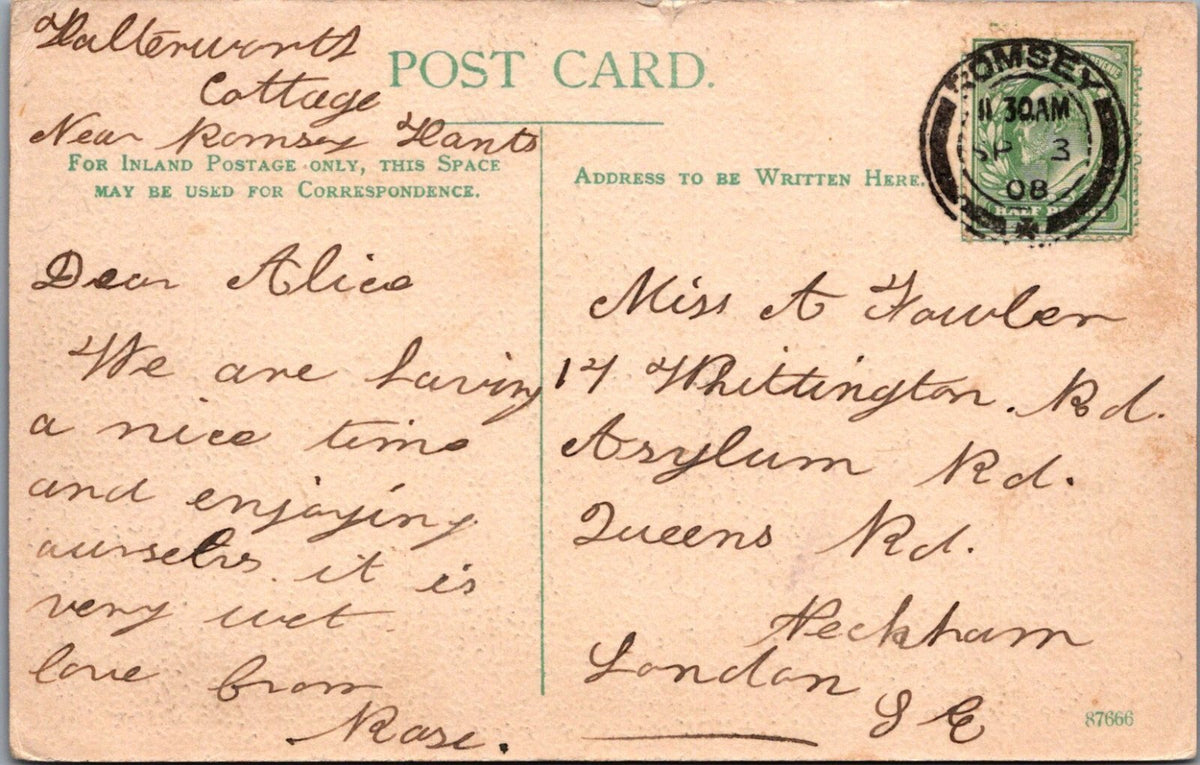 Hampshire Postcard: Romsey Abbey Norman Architecture Church View 1908 XT5382