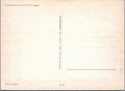 Military Postcard: Swedish Air Force Saab JA 37 Viggen Aeroprint 1970s XT5156