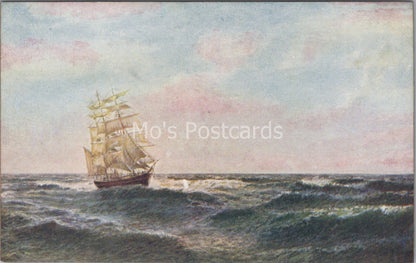 Sailing Ship Postcard: A Man Overboard Thomas Somerscales Rough Sea  XT3687