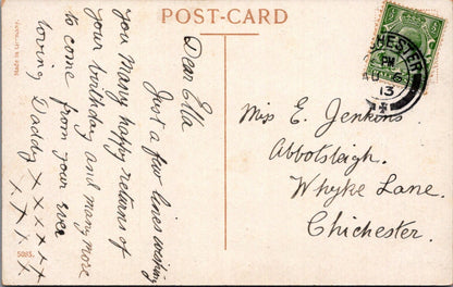 Greeting Postcard: A Happy Birthday Kittens Basket Roses Verse 1913 XT3619
