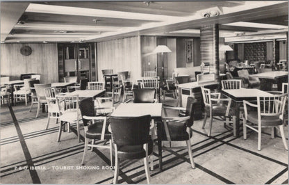 Ocean Liner Postcard: P&O Iberia Tourist Smoking Room Ocean Liner 1950s XT5476