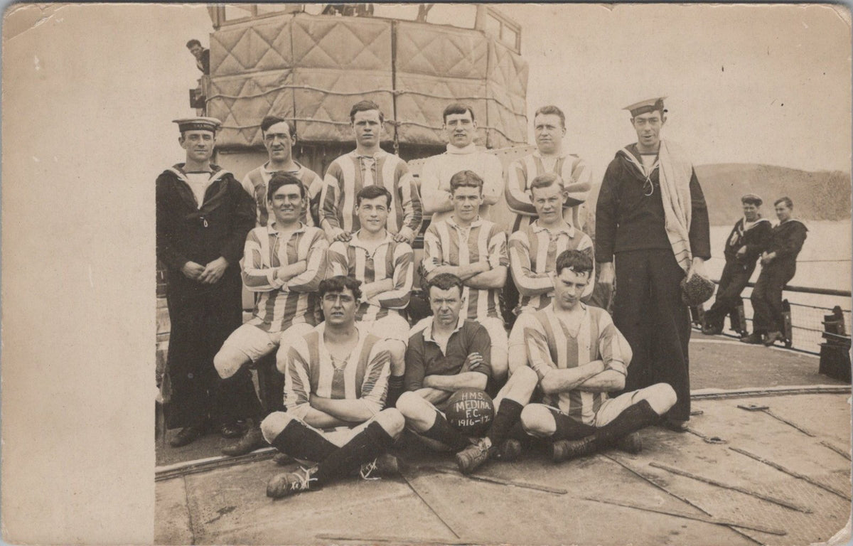 Royal Navy Postcard: HMS Medina FC 1916-17 Football Team RPPC  XT5573