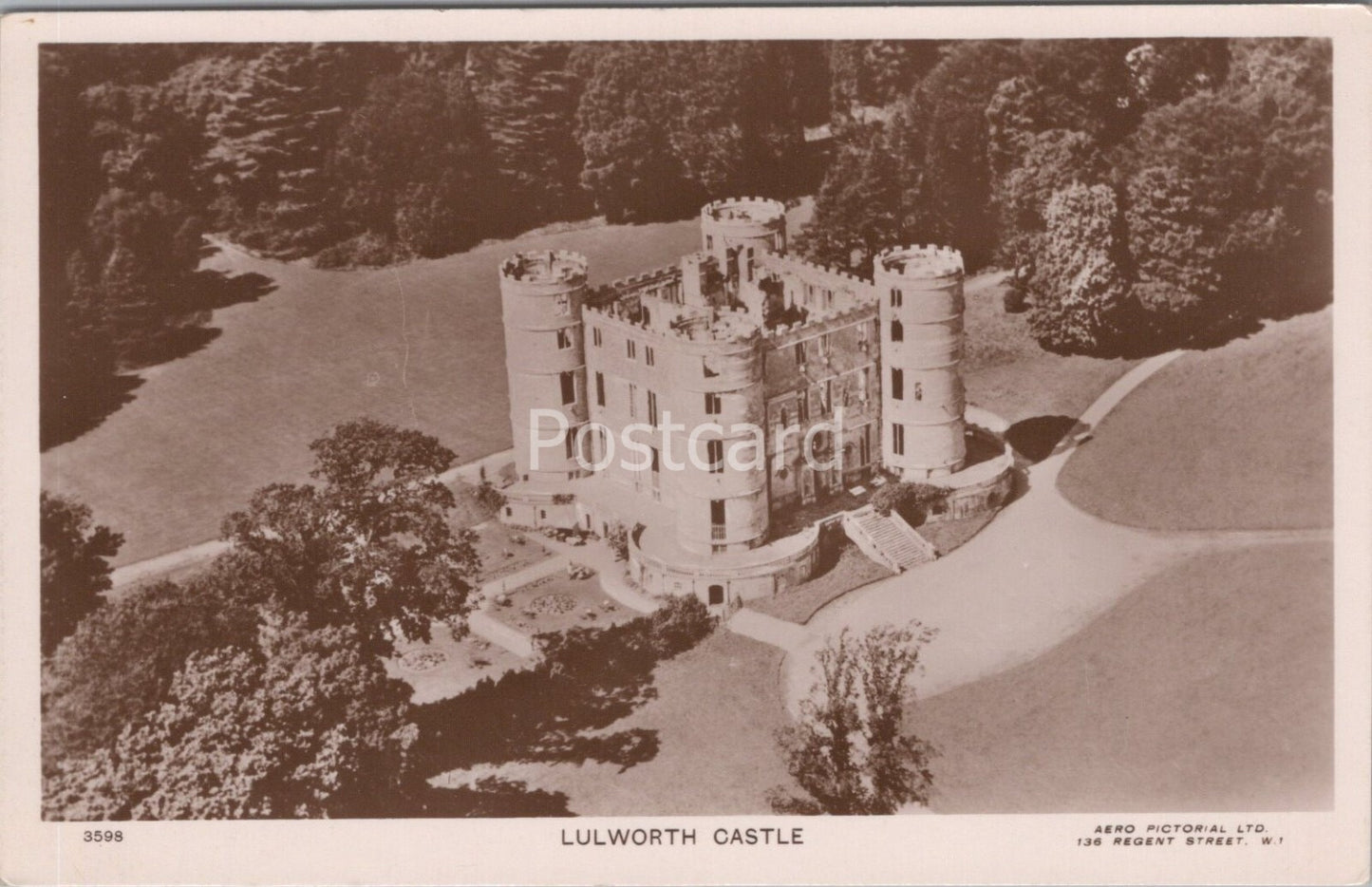 Dorset Postcard: Lulworth Castle Aerial View Aero Pictorial 1930’s XT4275