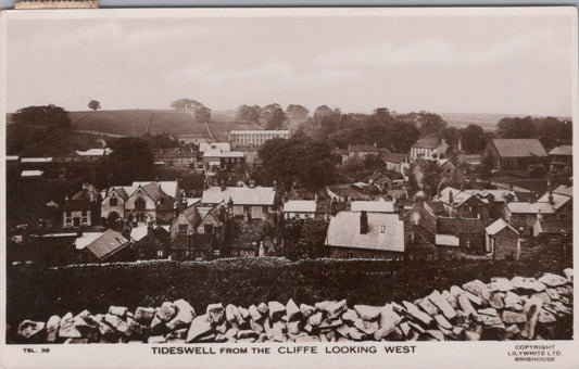 Derbyshire Postcard: Tideswell From The Cliffe Looking West, 1946, RPPC XT3894