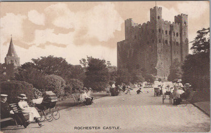 Kent Postcard: Rochester Castle Norman Keep, Gardens, People, Prams 1910's XT3571