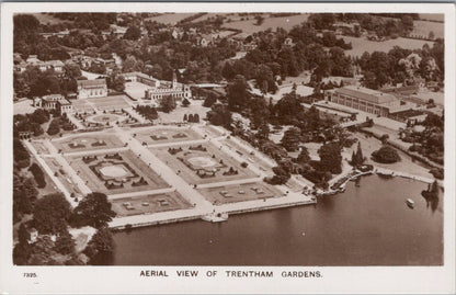 Staffordshire Postcard: Aerial View Of Trentham Gardens Lake RPPC XT4584