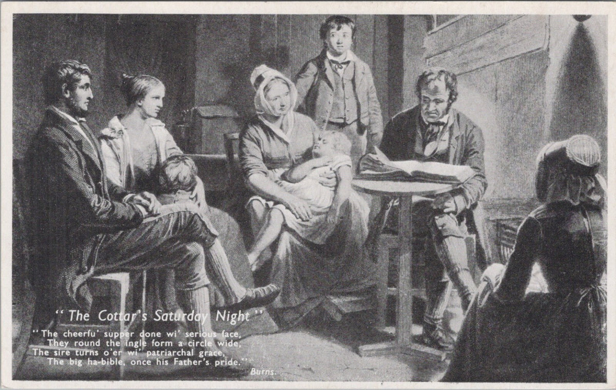 Ayrshire Postcard: The Cottar's Saturday Night Robert Burns Poem 8846A