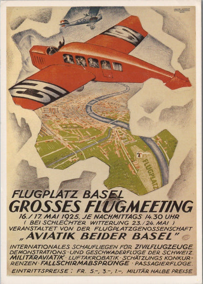 Aviation Postcard: Switzerland Flugplatz Basel Grosses Flugmeeting 1925 Art XT5212