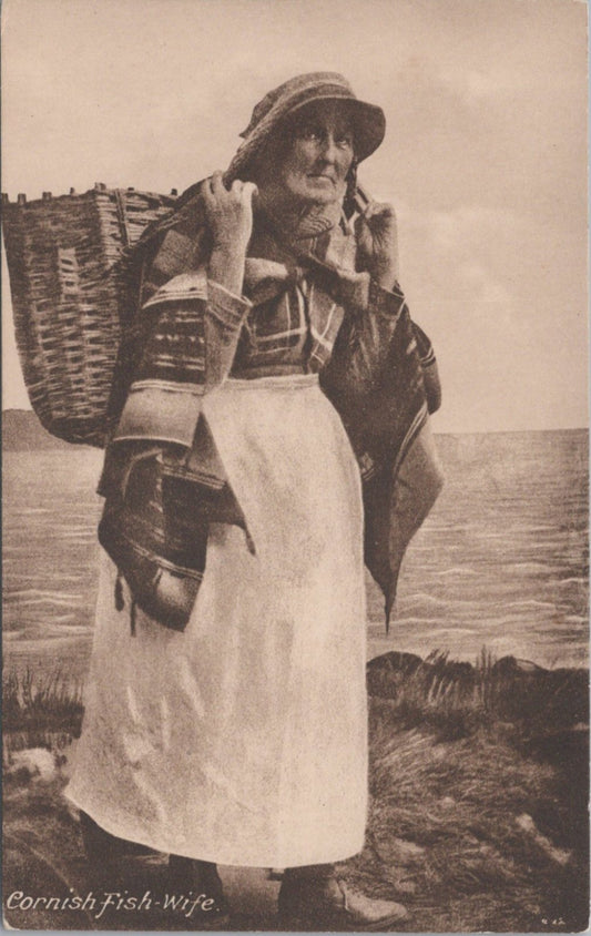 Cornwall Postcard: Cornish Fish Wife, Traditional Costume Basket   XT5519
