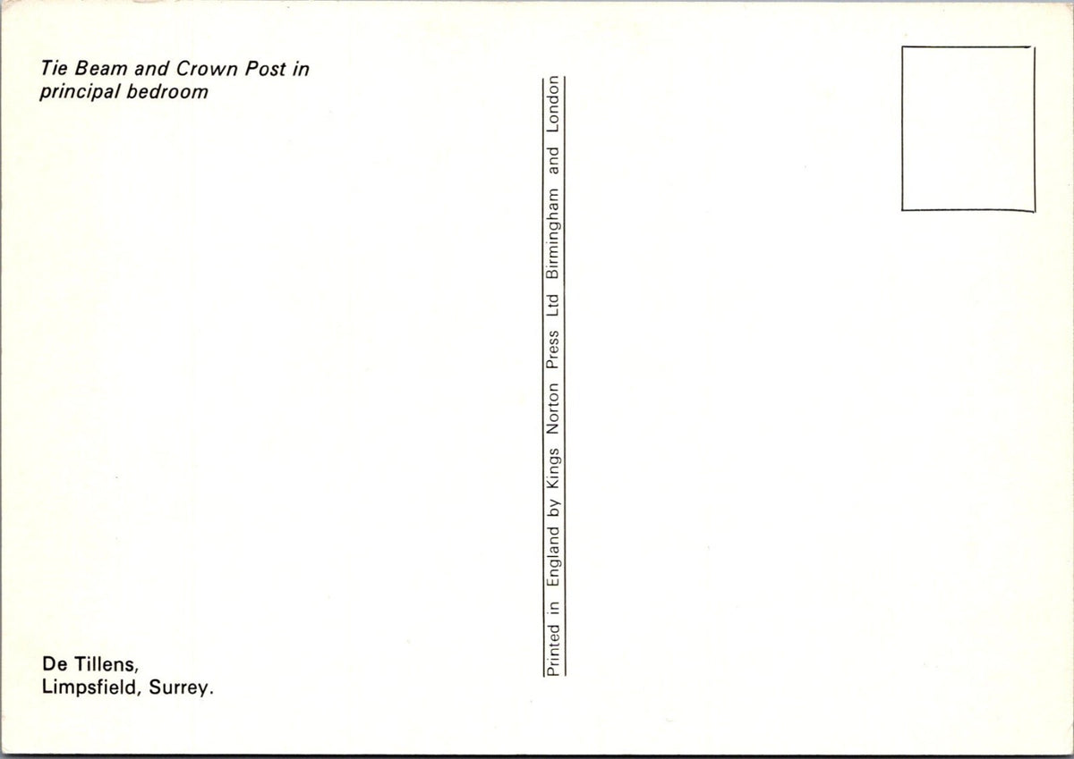 Surrey Postcard: Limpsfield De Tillens Principal Bedroom Tie Beam 1970’s XT4553