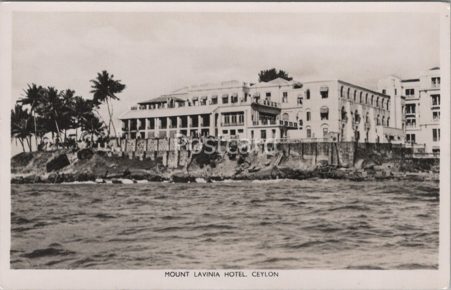 Sri Lanka Postcard: Mount Lavinia Hotel, Ceylon Seaside View, RPPC 1950's XT4396