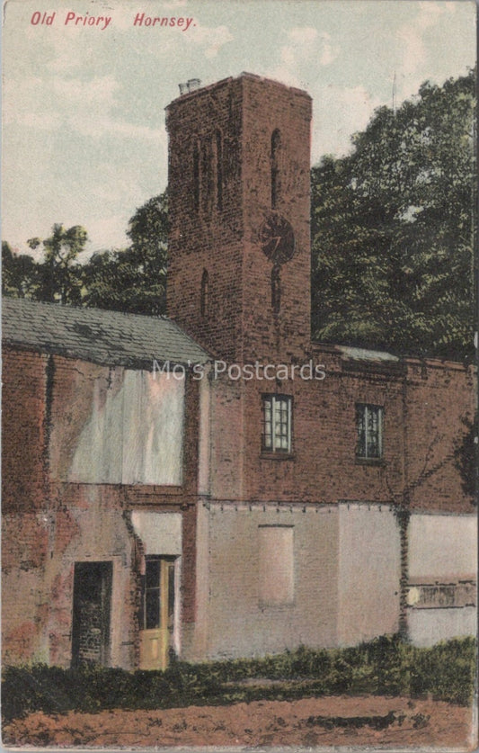 London Postcard: Old Priory Hornsey Church Tower Architecture Ruins 1907 XT3712