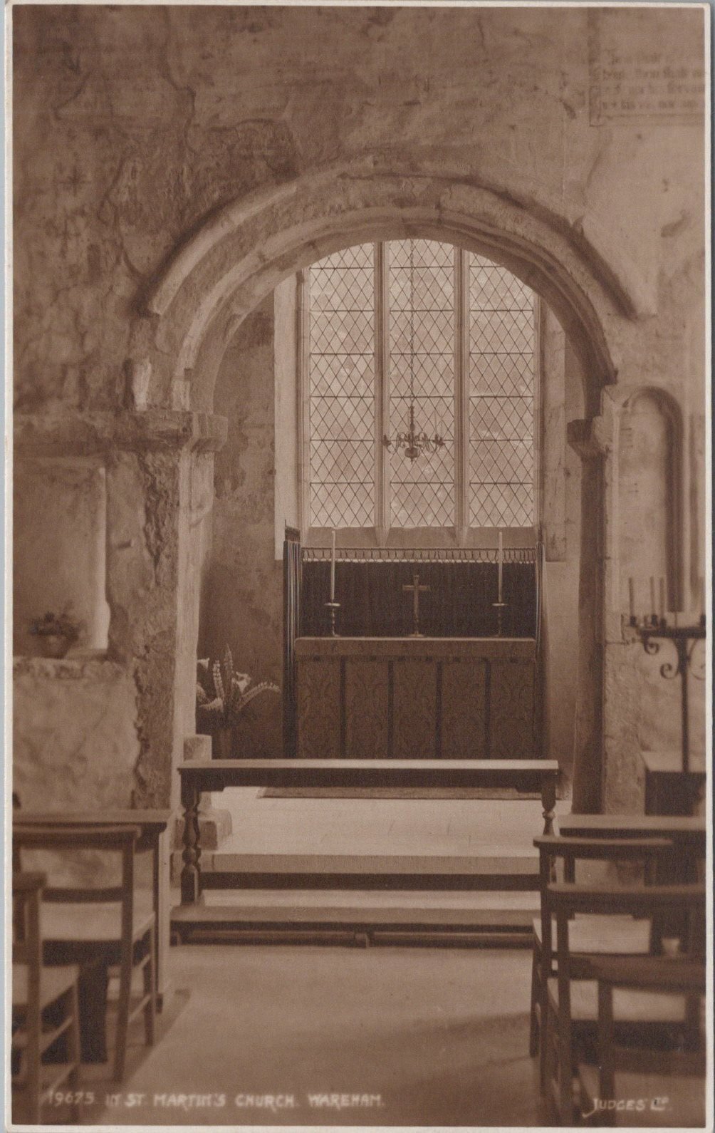 Dorset Postcard: Wareham St Martins Church Interior Chancel Arch RPPC 18405A