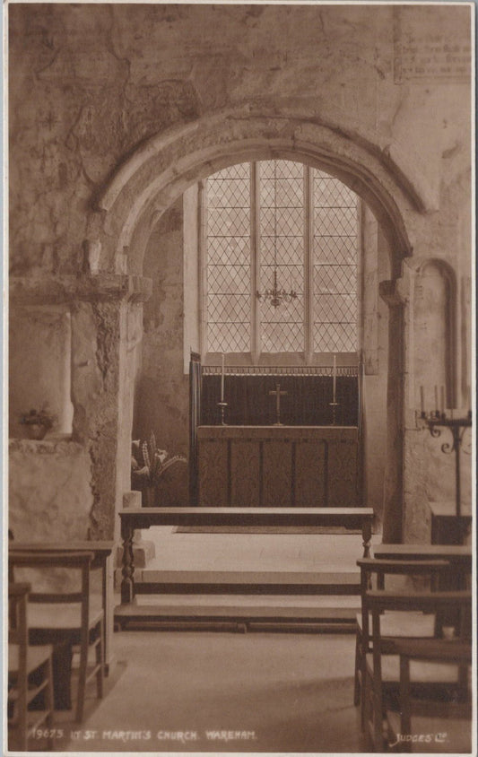 Dorset Postcard: Wareham St Martins Church Interior Chancel Arch RPPC 18405A