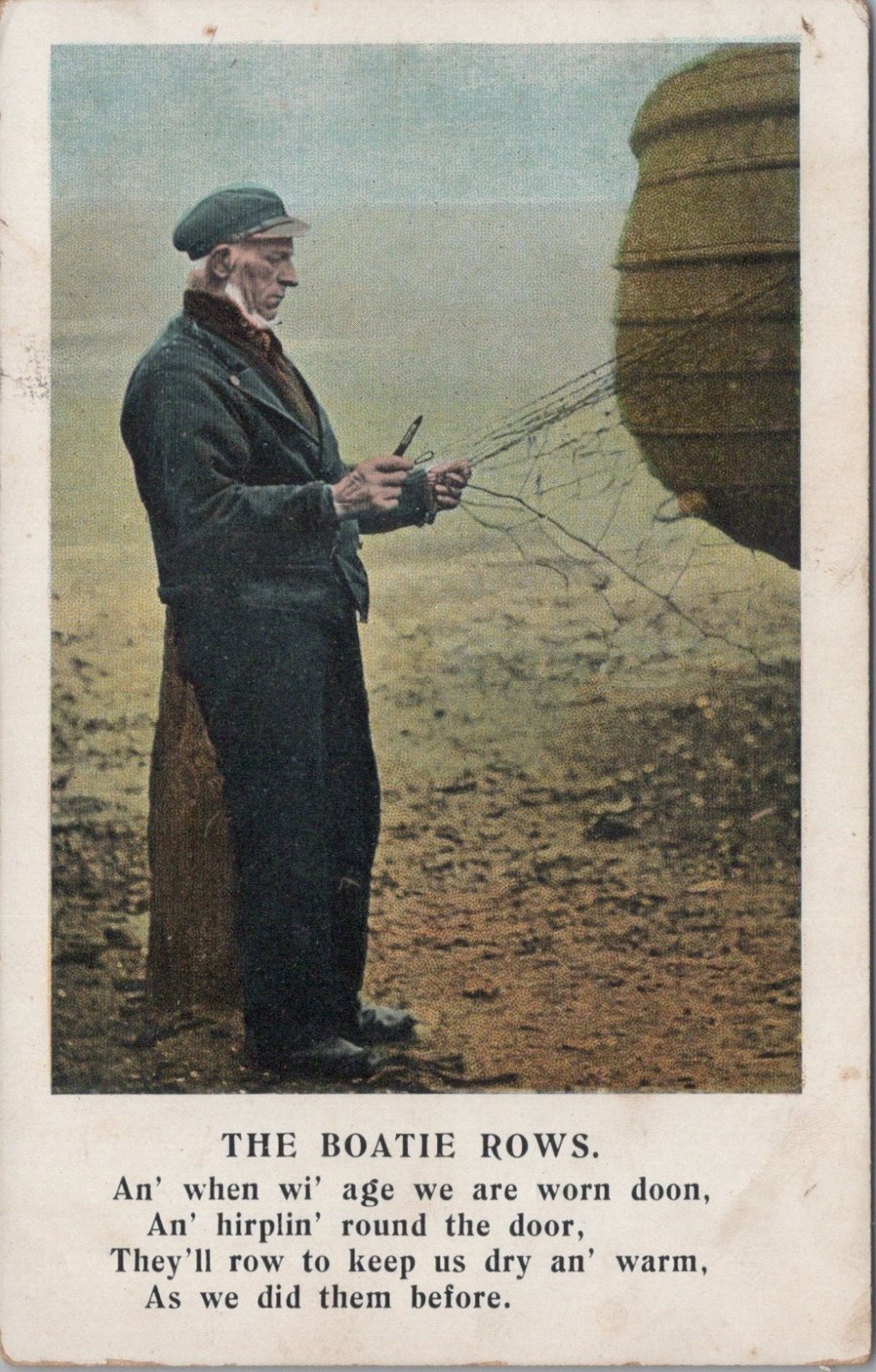 Fisherman Postcard: The Boatie Rows Fishery Poem Art View 1910 XT5425