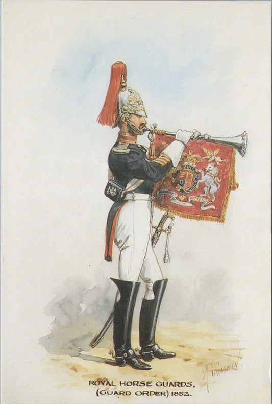 Military Postcard: Royal Horse Guards Guard Order Trumpeter 1852 Simkin XT5364