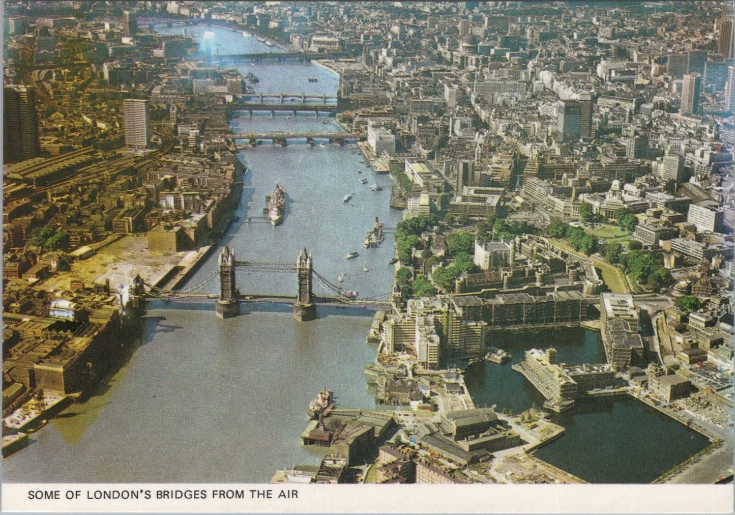 London Postcard:River Thames Tower Bridge Some Of London's Bridges Aerial XT3843