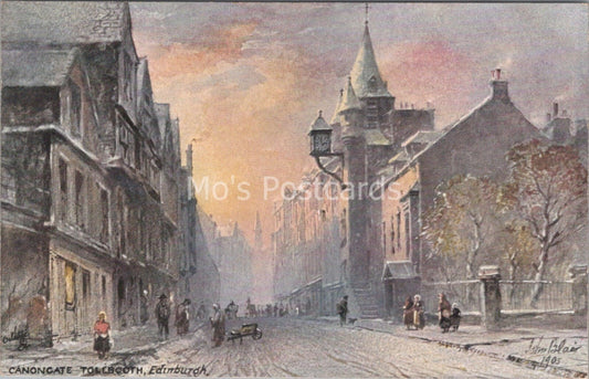 Midlothian Postcard:Canongate Tolbooth Edinburgh Street Artist John Blair XT3683