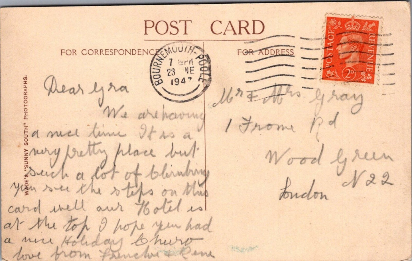 Dorset Postcard: Alum Chine, Bournemouth Coast Cars Seafront 1947  XT4161