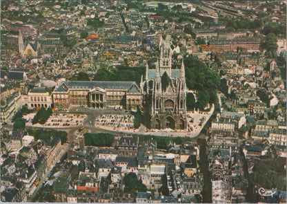 France Postcard: Rouen, St Ouen Abbey Church Hotel De Ville Aerial View XT3509