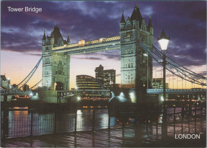 London Postcard:Tower Bridge Twilight Illuminated City Skyline Kevin Muir XT3859