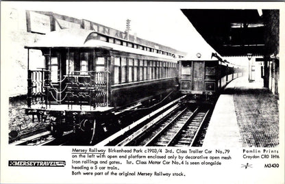 Cheshire Postcard: Mersey Railway Birkenhead Park Train Car 1903 RS41652