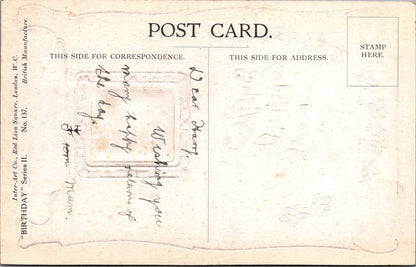 Embossed Greetings Postcard: Inter Art Sweet Birthday Wishes Violets Poem XT4116