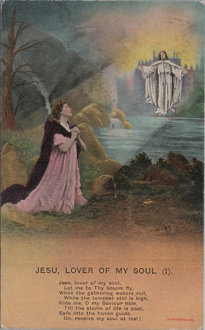 Religious Postcard:Jesu Lover Of My Soul Christian Hymn Bamforth Art 1911 XT5327